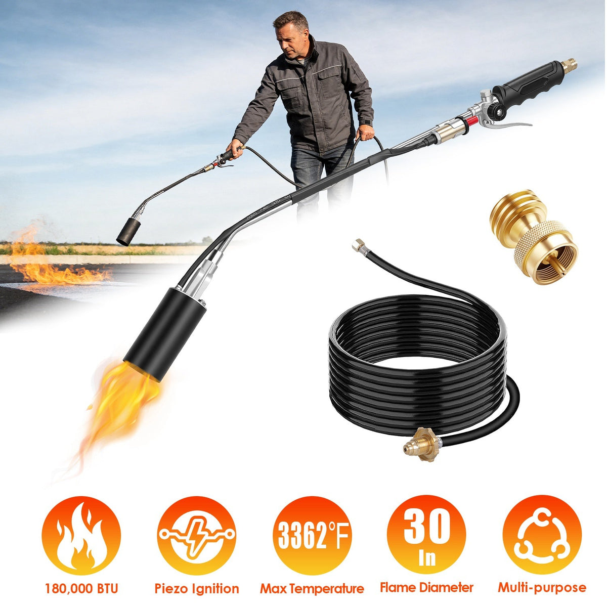 180,000 BTU Propane Weed Torch