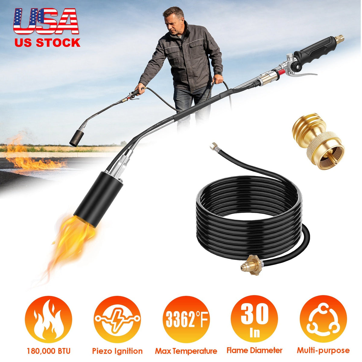 180,000 BTU Propane Weed Torch