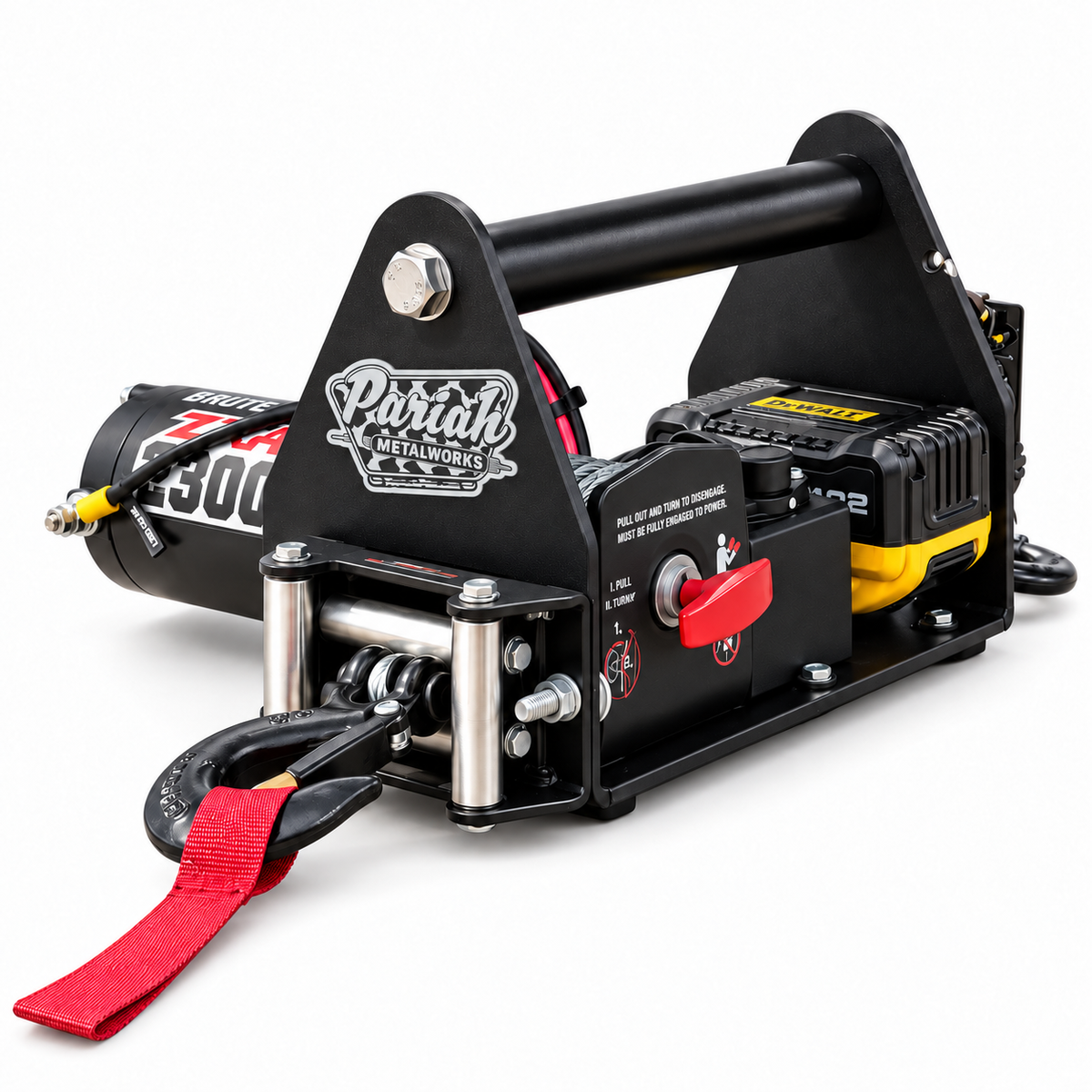 Fully Assembled - Portable Cordless 2500lb Winch Compatible with Major Tool Brands